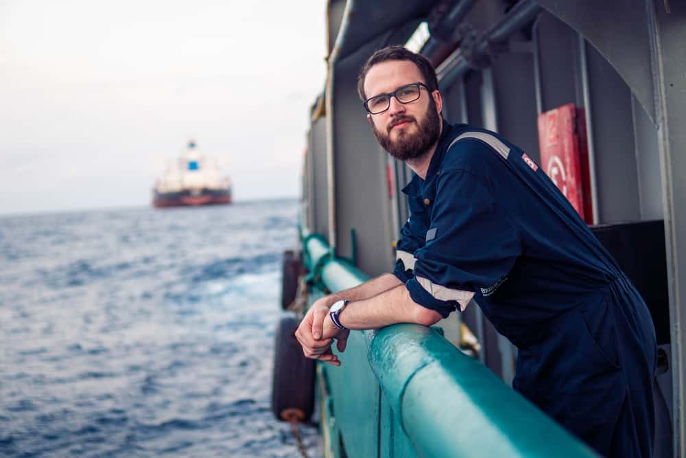 Deck Officer on deck of offshore vessel or ship